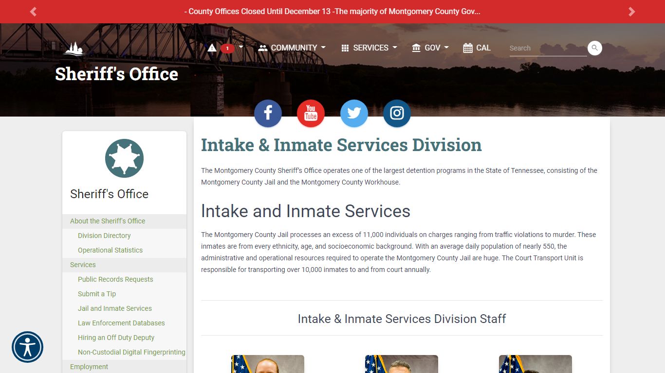 Intake & Inmate Services Division - Montgomery County, TN